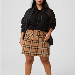 Torrid Tan Plaid Mini Skirt